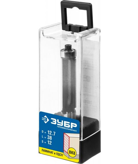 Принадлежности для фрезерных станков: Фреза кромочная с нижним подшипником Зубр 12.7x38мм хвостовик 12мм [28783-12.7-38-12] фотографии