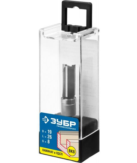 Принадлежности для фрезерных станков: Фреза пазовая прямая с верхним подшипником Зубр 19x26мм хвостовик 8мм [28781-19-26] фотографии