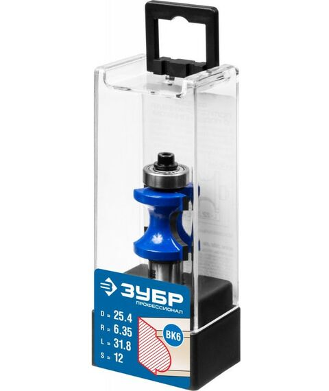 Принадлежности для фрезерных станков: Фреза полустержневая с подшипником Зубр 25.4x31.8мм радиус 6.3мм [28722-25.4] фотографии