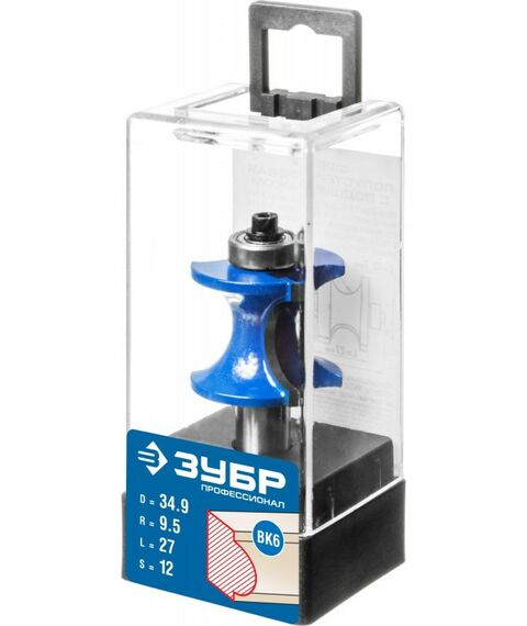 Принадлежности для фрезерных станков: Фреза полустержневая с подшипником Зубр 34.9x29мм радиус 9.5мм [28722-34.9] фотографии