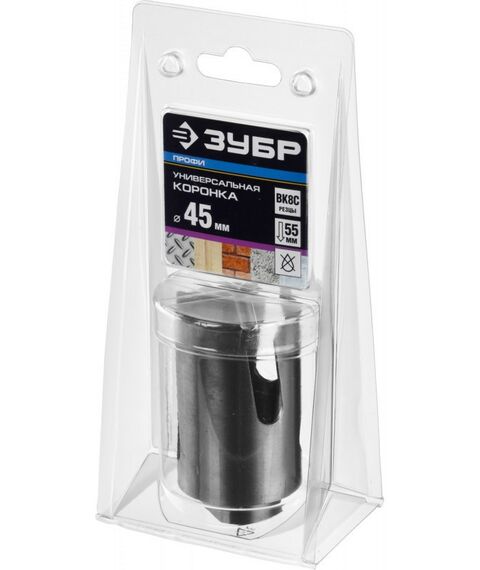 Буры, пики, коронки, сверла: Коронка с твердосплавными резцами Зубр Профессионал ПРОУНИВЕРСАЛ 45 мм [29514-45] фотографии