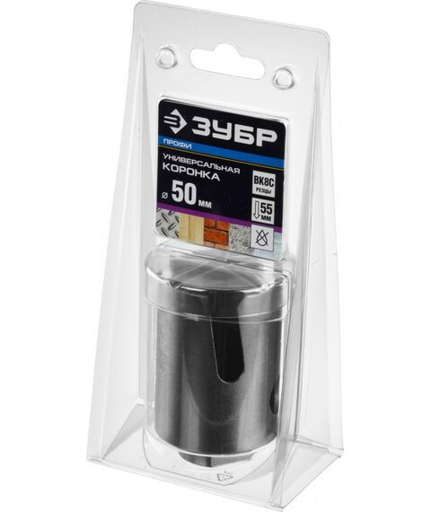 Буры, пики, коронки, сверла: Коронка с твердосплавными резцами Зубр Профессионал ПРОУНИВЕРСАЛ 50 мм [29514-50] фотографии