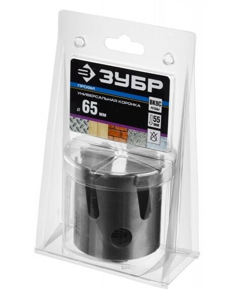 Буры, пики, коронки, сверла: Коронка с твердосплавными резцами Зубр Профессионал ПРОУНИВЕРСАЛ 65 мм [29514-65] фотографии