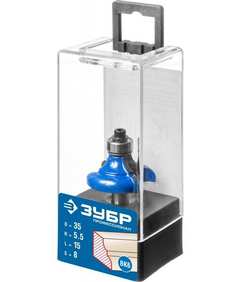 Принадлежности для фрезерных станков: Кромочная калевочная фреза Зубр Профессионал №3 35x17 мм радиус 5.5 мм [28703-35] фотографии