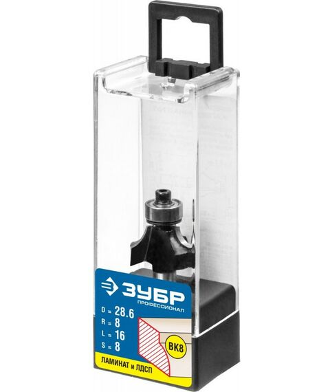 Принадлежности для фрезерных станков: Фреза кромочная калевочная Зубр №1 28.6x16мм радиус 8мм [28784-28.6] фотографии