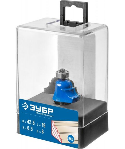 Принадлежности для фрезерных станков: Фреза кромочная калевочная Зубр №4 42.8x19мм радиус 6.3мм [28705-42.8] фотографии