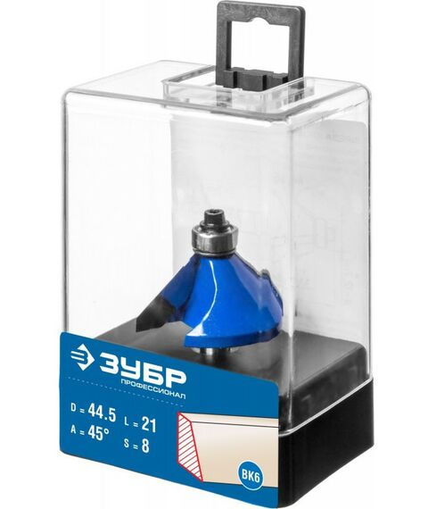 Принадлежности для фрезерных станков: Фреза кромочная калевочная (фасочная) Зубр №9 44.5x23мм [28711-44.5] фотографии