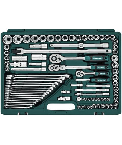 Наборы инструментов и ключи: Универсальный набор инструмента KRAFTOOL EXTREM-142 142 предмета, 1/2"+3/8"+1/4" [27889-H142] фотографии