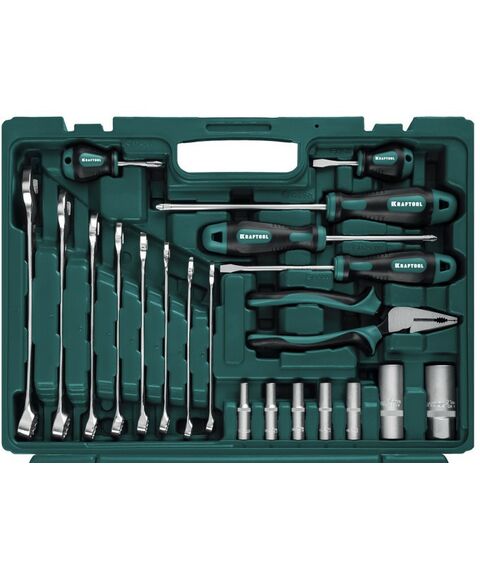 Наборы инструментов и ключи: Универсальный набор инструмента KRAFTOOL EXTREM-76 76 предметов, 1/2"+3/8"+1/4" [27889-H76] фотографии