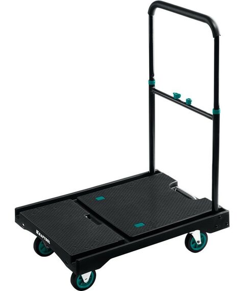 Тележки: Платформенная тележка KRAFTOOL до 150 кг платформа 68.0 х 49.5см, складная рукоятка, складные колёса d10см, вес 9.3кг [38780-150] фотографии