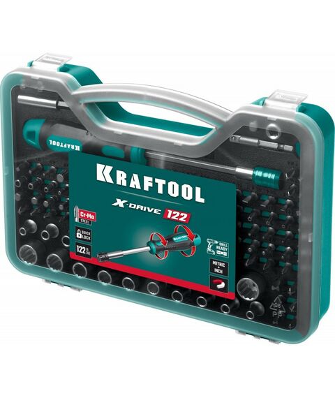 Отвертки: Набор: отвертка-битодержатель с насадками KRAFTOOL X-Drive-122 122 шт [26816] фотографии