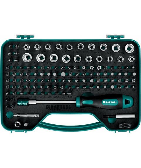 Отвертки: Набор: отвертка-битодержатель с насадками KRAFTOOL X-Drive-122 122 шт [26816] фотографии