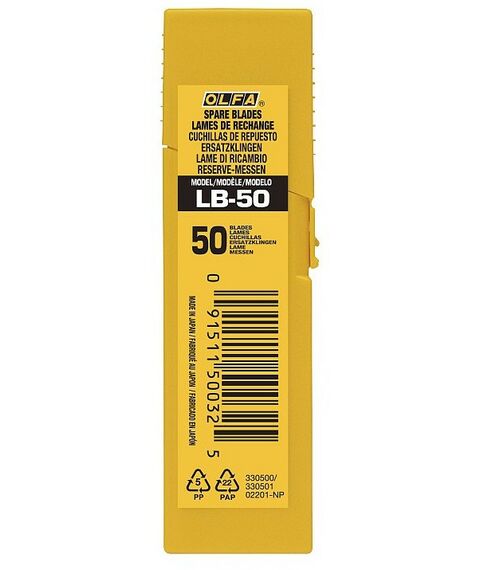 Ручной инструмент: Сегментированные лезвия OLFA OL-LB-50 18 мм, 50 шт, в боксе фотографии