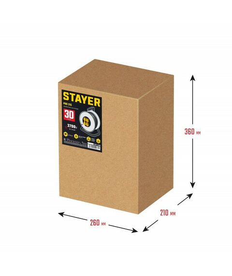 Удлинители электрические: Силовой удлинитель на стальной катушке STAYER PRO-315 КГ, 3 x 1.5 мм2, 30 м, 3700 Вт, IP44 [55077-30] фотографии