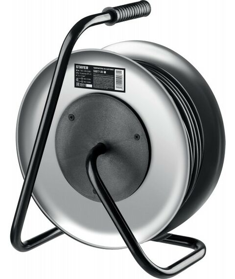 Удлинители электрические: Силовой удлинитель на стальной катушке STAYER PRO-315 КГ, 3 x 1.5 мм2, 30 м, 3700 Вт, IP44 [55077-30] фотографии