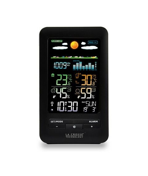 Гигрометры, метеостанции: Домашняя погодная станция LaCrosse WS6205 с цветным экраном, цвет черный фотографии