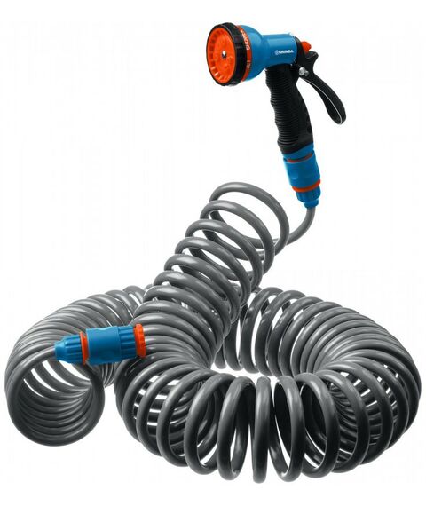 Шланги, системы водопровода и автополива: Спиральный шланг GRINDA PROLine 3/8" x 15 м пистолет-распылитель, адаптеры, поливочный набор [428495] фотографии