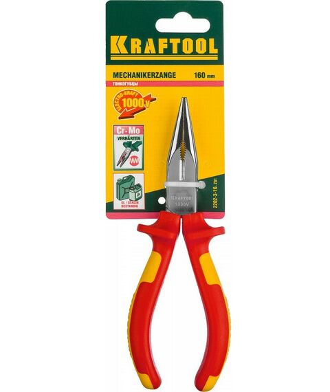 Электромонтажный инструмент: тонкогубцы KRAFTOOL Electro-Kraft 160 мм [2202-3-16] фотографии
