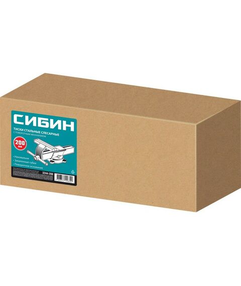 Тиски, струбцины, наковальни, верстаки: Стальные слесарные тиски СИБИН 200 мм [3244-200] фотографии