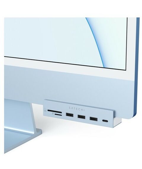 USB концентраторы (USB hub): USB-C-концентратор Satechi Aluminum USB-C Clamp Hub для 24" iMac, цвет синий [ST-UCICHB] фотографии