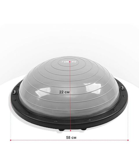 Фитнес оборудование: Полусфера балансировочная UNIX Fit Bosu с эспандерами, 58 см фотографии