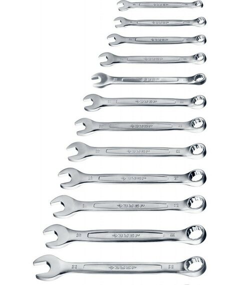 Наборы инструментов и ключи: Набор комбинированных гаечных ключей Зубр Профессионал 12 шт 6 - 22 мм [27087-H12] фотографии