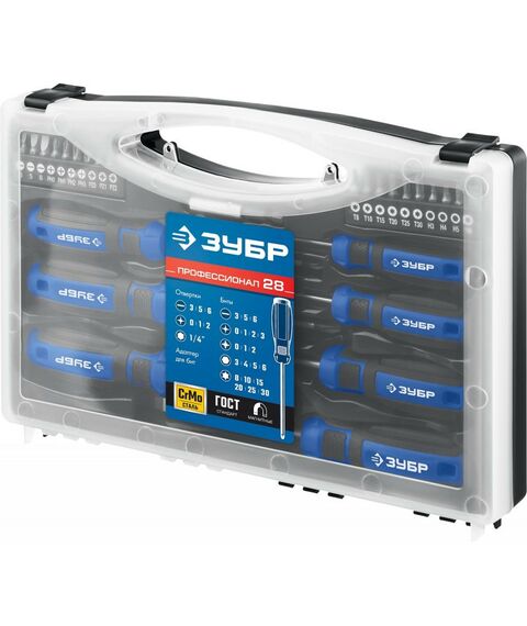 Отвертки: Набор отверток Зубр Профессионал 28 предметов [25240] фотографии