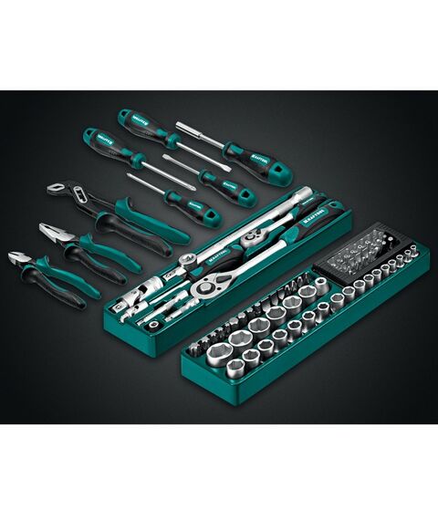 Наборы инструментов и ключи: Универсальный набор инструмента KRAFTOOL GRAND-99 99 предметов, 1/2"+1/4" [27978-H99] фотографии