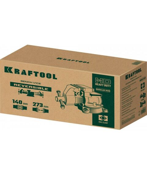 Тиски, струбцины, наковальни, верстаки: Слесарные тиски KRAFTOOL Reversible 140 мм расход 273 мм [32705-140] фотографии