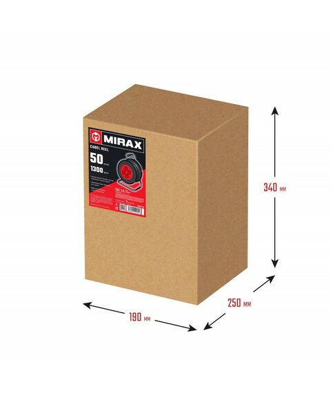 Удлинители электрические: удлинитель на катушке MIRAX ПВС 2 х 0.75 мм2 50 м, 1300 Вт [55052-50] фотографии