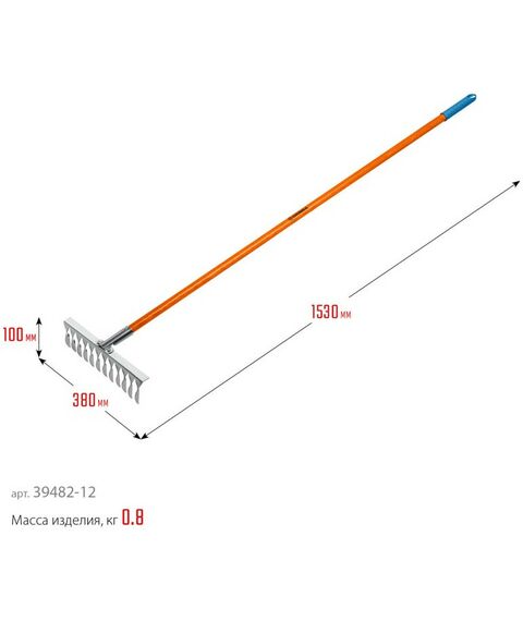 Грабли: Садовые грабли GRINDA PROLine PS-12 FIBER 380 х 100 х 1530 мм, 12 витых зубцов, нержавеющая сталь, фибергласовый черенок [39482-12] фотографии