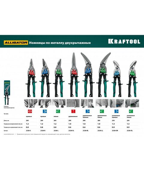 Ножницы по металлу: Усиленные ножницы по металлу с выносом KRAFTOOL Alligator 2328-OL 250 мм, левые фотографии