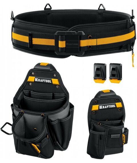 Ящики и сумки для инструмента: Пояс монтажника KRAFTOOL KBS-3 в комплекте: пояс монтажника, большая сумка, малая сумка [38762] фотографии