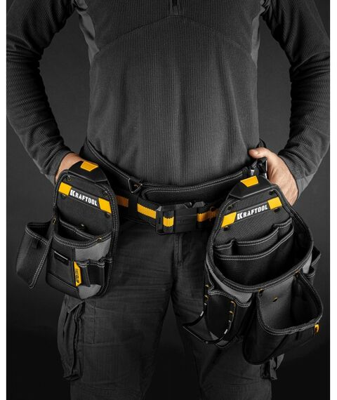 Ящики и сумки для инструмента: Пояс монтажника KRAFTOOL KBS-3 в комплекте: пояс монтажника, большая сумка, малая сумка [38762] фотографии