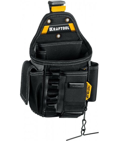 Ящики и сумки для инструмента: Поясная сумка KRAFTOOL KP-13E с быстросъёмным креплением FastClip, 13 карманов и петель, 280 х 200 мм [38772] фотографии