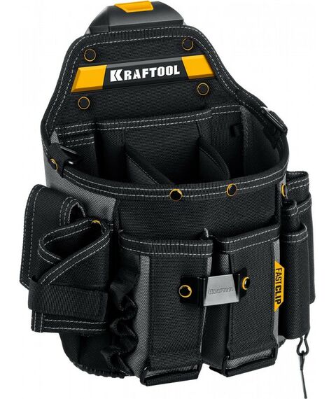 Ящики и сумки для инструмента: Поясная сумка KRAFTOOL KPB-23 с быстросъёмным креплением FastClip, плечевой ремень, 23 кармана и петли, 290 х 310 мм [38766] фотографии