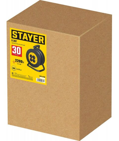 Удлинители электрические: Удлинитель на катушке STAYER S-207 ПВС, 2 х 0.75 мм2, 30 м, 2200 Вт [55073-30] фотографии