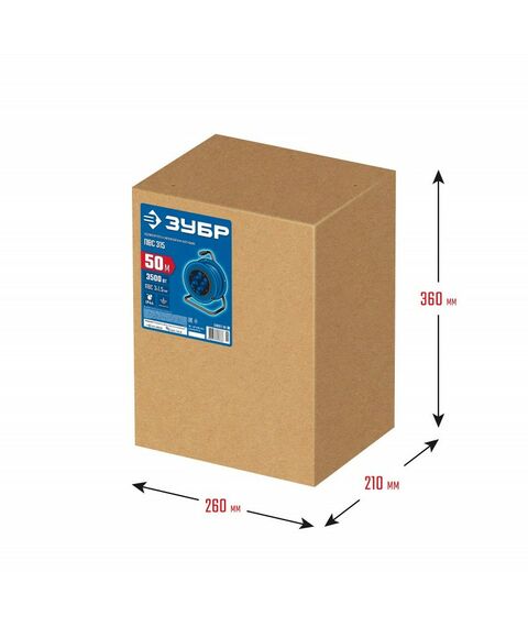 Удлинители электрические: Силовой удлинитель на катушке Зубр Профессионал ПВС 315 ПВС, 3 x 1.5 мм2, 50 м, 3500 Вт, IP44 [55081-50] фотографии