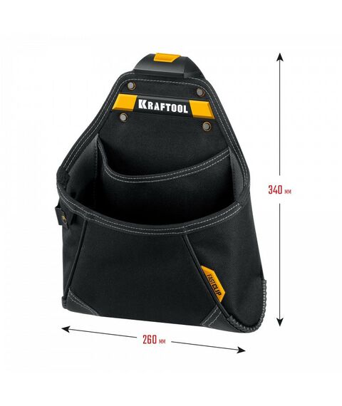 Ящики и сумки для инструмента: Поясная сумка KRAFTOOL KP-12 с быстросъёмным креплением FastClip, 12 карманов и петель, 260 х 340 мм [38774] фотографии