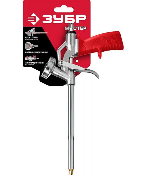 Пистолеты монтажные, тепловые, клеящие, пескоструйные: Металлический пистолет для монтажной пены Зубр 06874 фотографии