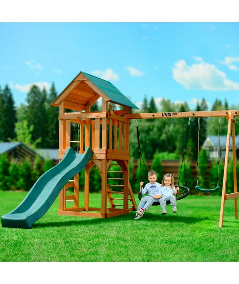 Детские спортивные комплексы: Детский игровой комплекс UNIX Kids 6 в 1 Dark Green фотографии