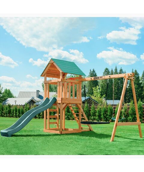 Детские спортивные комплексы: Детский игровой комплекс UNIX Kids 6 в 1 Dark Green фотографии