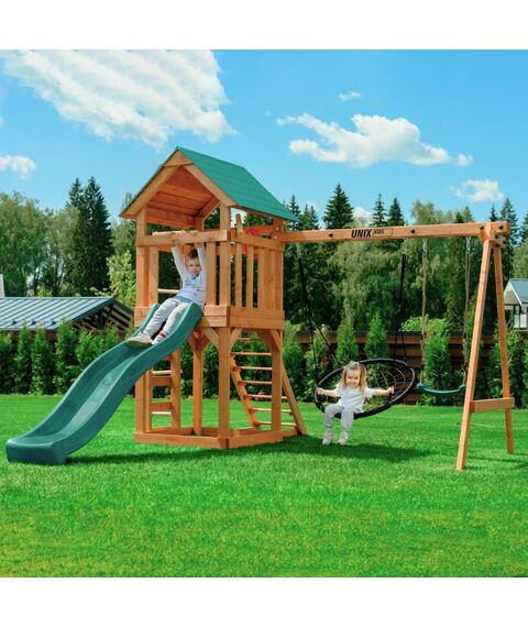 Детские спортивные комплексы: Детский игровой комплекс UNIX Kids 6 в 1 Dark Green фотографии