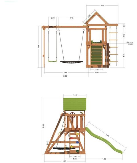 Детские спортивные комплексы: Детский игровой комплекс UNIX Kids 6 в 1 Dark Green фотографии