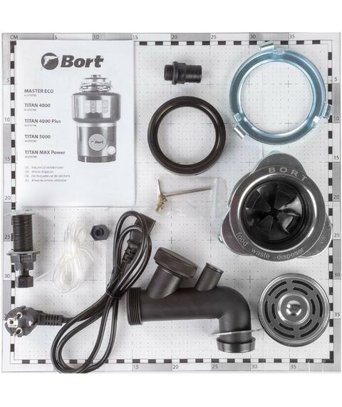 Прочая встраиваемая техника: Измельчитель пищевых отходов Bort TITAN 4000 Plus 560 Вт, 3 ступени, 4.2 кг/мин, 90 мм фотографии