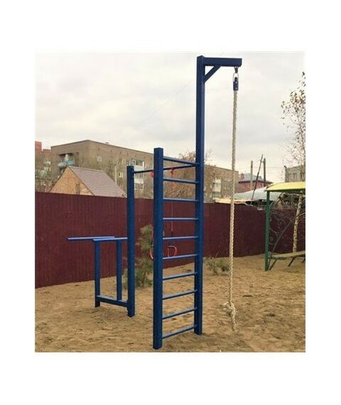 Уличный тренажерный комплекс перекладина, брусья, лестница, канатAVU048 фотографии