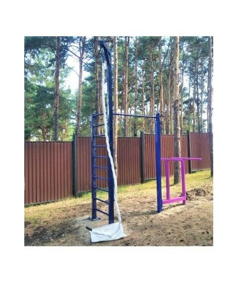 Уличный тренажерный комплекс перекладина, брусья, лестница, канатAVU048 фотографии