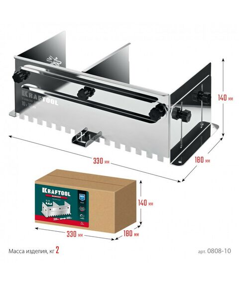 Раздвижная гребенка для плитки KRAFTOOL BUNKER зуб 10*10 мм до 600 мм, нерж. сталь [0808-10] фотографии