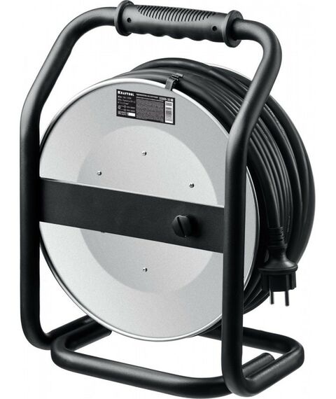 Силовой удлинитель на стальной катушке KRAFTOOL HEAVY DUTY КГ 3х2.5 30м 4000Вт IP44 [55086-30_z01] фотографии