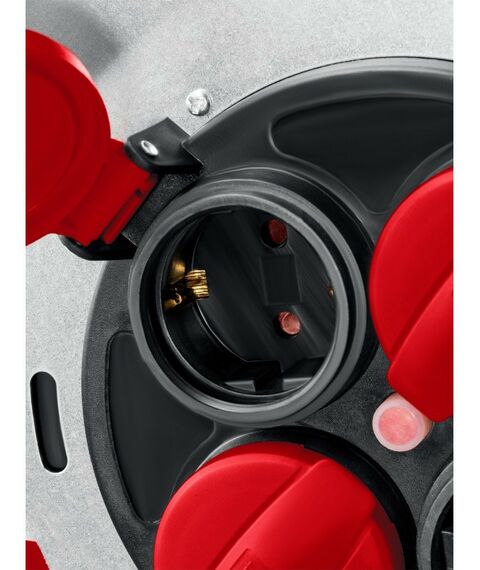 Силовой удлинитель на стальной катушке KRAFTOOL HEAVY DUTY КГ 3х2.5 30м 4000Вт IP44 [55086-30_z01] фотографии